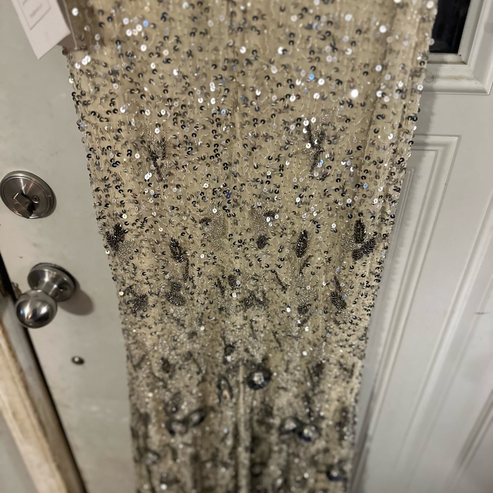 Mac Duggal Silver Sequin Beaded Fitted Prom Dress - Picture 9 of 11